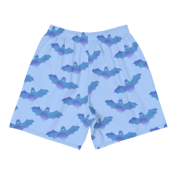 Lilith pastel-goth men's shorts in blue with bat print and pastel clouds