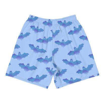 Lilith pastel-goth men's shorts in blue with bat print and pastel clouds