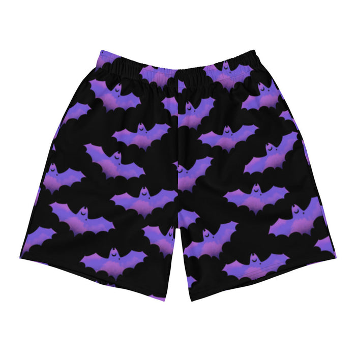 Morrigan alternative men's shorts in lavender with painterly bats and tiny crescent moons