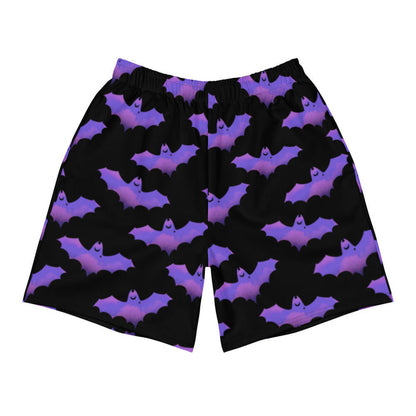 Morrigan alternative men's shorts in lavender with painterly bats and tiny crescent moons