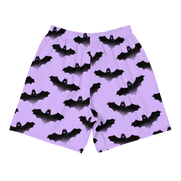 Morrigan alternative men's shorts in lavender with bats and crescent moons