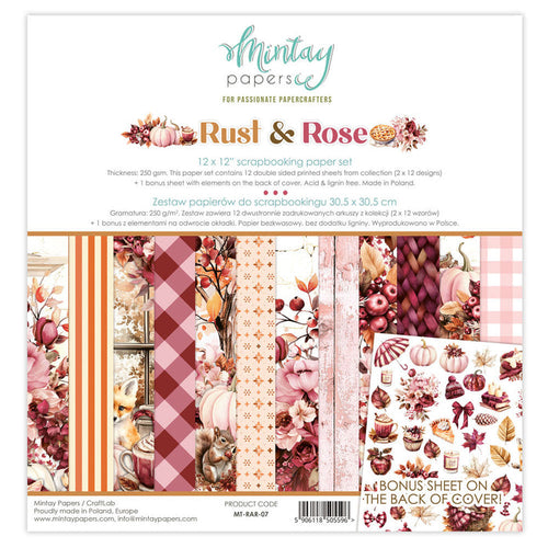 Mintay - 12X12 Paper Set - Rust & Rose. Available at Embellish Away in Bowmanville Ontario Canada.