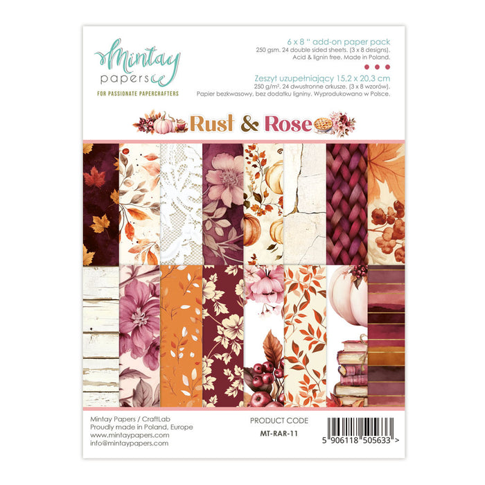 Mintay - 6X8 Add-on Paper Pad - Rust & Rose. Available at Embellish Away in Bowmanville Ontario Canada.