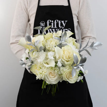 Modern Holiday Glam Silver Diy Flower Kit Apron - Image