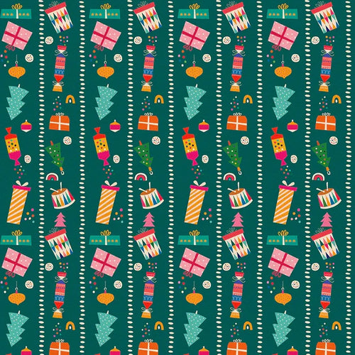 Modern Holiday Green Present Stripe- Fat Quarter