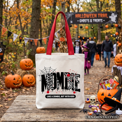 Mombie Like a Zombie But With Kids Tote Bag, Funny Halloween Mom Horror Gift Shopper