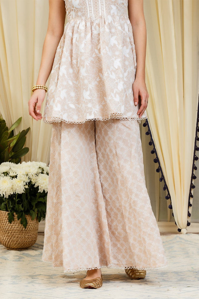 Mulmul Magnolia Embroidered sharara