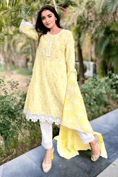 Mulmul Supima Cotton Baybreeze Yellow Kurta