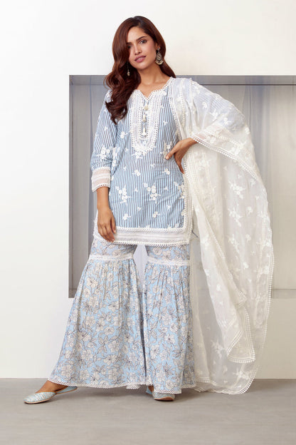 Mulmul Supima Cotton Chelsea Blue Kurta