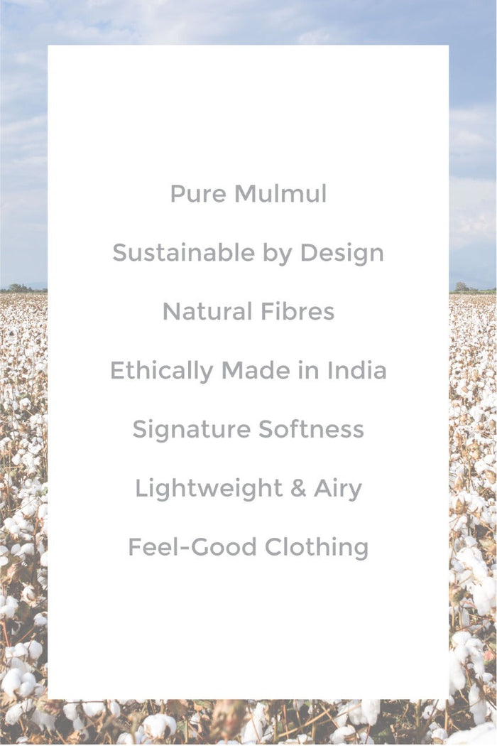 Mulmul Supima Cotton Dreamscape Light Blue Kurta