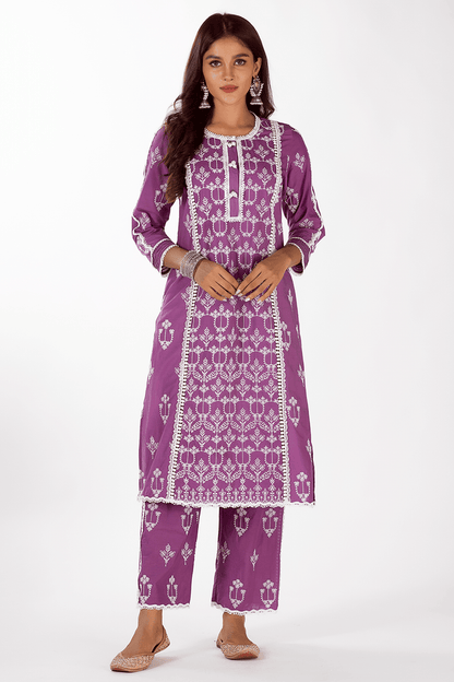 Mulmul Supima Cotton Mae Purple Kurta