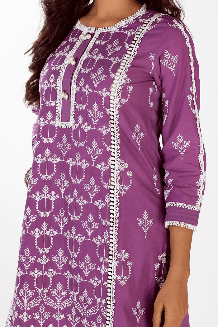 Mulmul Supima Cotton Mae Purple Kurta