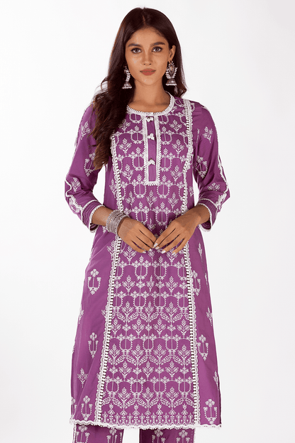 Mulmul Supima Cotton Mae Purple Kurta