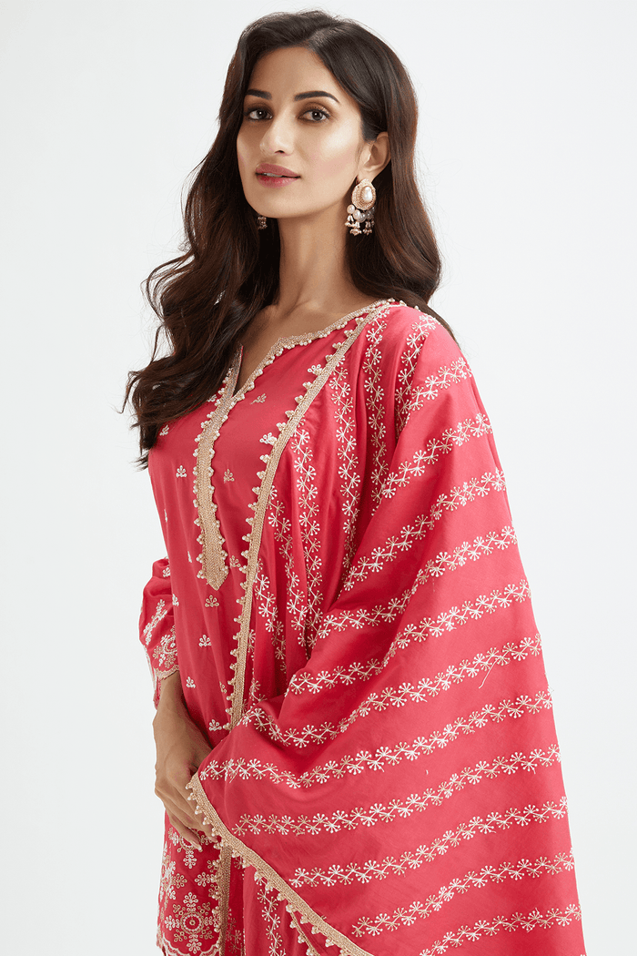 Mulmul Supima Cotton Sparrow Red Dupatta