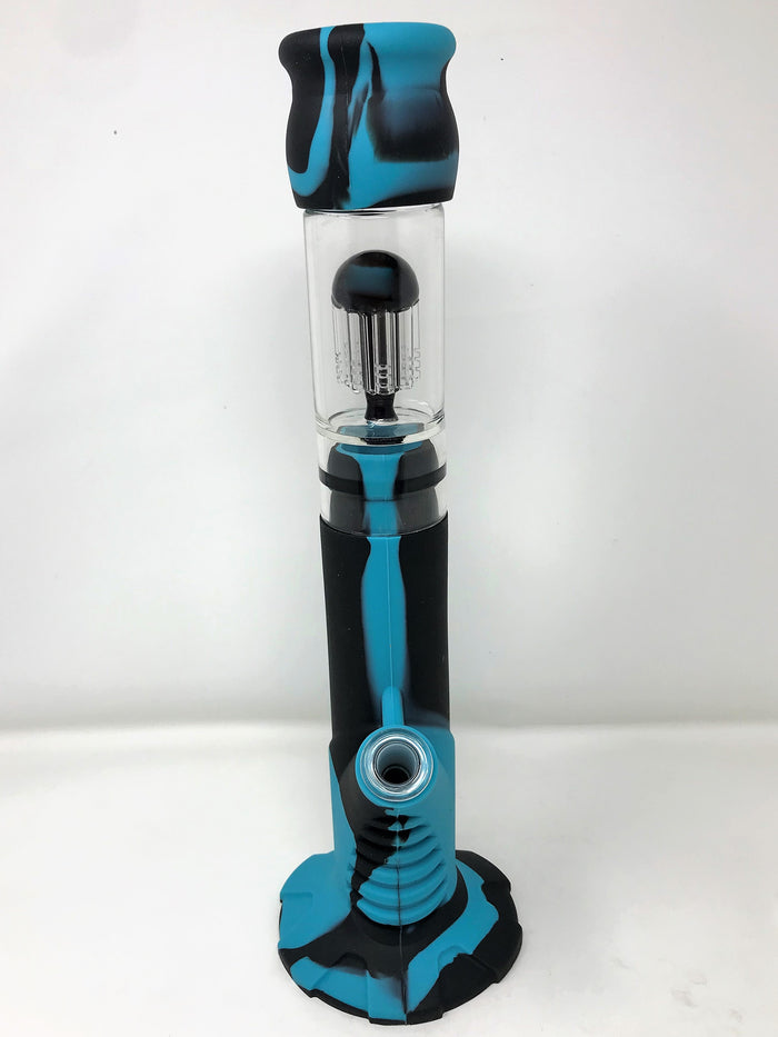 NEW! Silicone Detachable 15" Bong Glass 8 Arm Tree Perc Darth Vader Bowl + Bowl