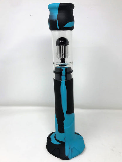 NEW! Silicone Detachable 15" Bong Glass 8 Arm Tree Perc Darth Vader Bowl + Bowl
