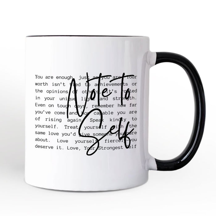 Note To Self Mental Health Personalized Mug, Motivational Definition Gift with Custom Name Personalized Ceramic Mug OrnamentallyYou Black Handle Non-Custom