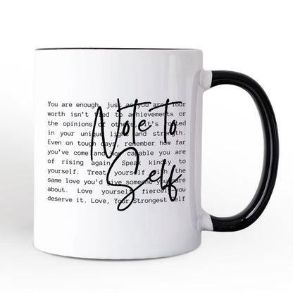 Note To Self Mental Health Personalized Mug, Motivational Definition Gift with Custom Name Personalized Ceramic Mug OrnamentallyYou Black Handle Non-Custom