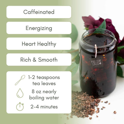 An Infographic description for Organic Cocoa Pu-Erh Tea.