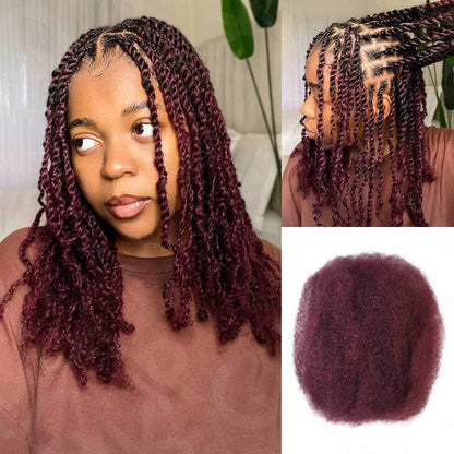 #1B/99J/BURG mixed color afro kinky bulk 4c hair extensions