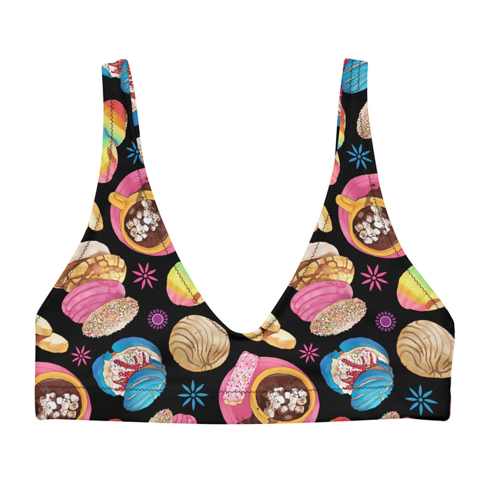 Pan Dulce kawaii padded bikini top in yellow with golden orejas and sprinkle galletas