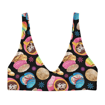 Pan Dulce kawaii padded bikini top in yellow with golden orejas and sprinkle galletas