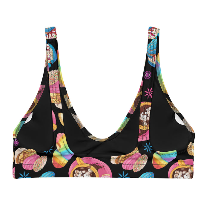 Pan Dulce kawaii padded bikini top in yellow with polvorón cookies and cocoa swirls
