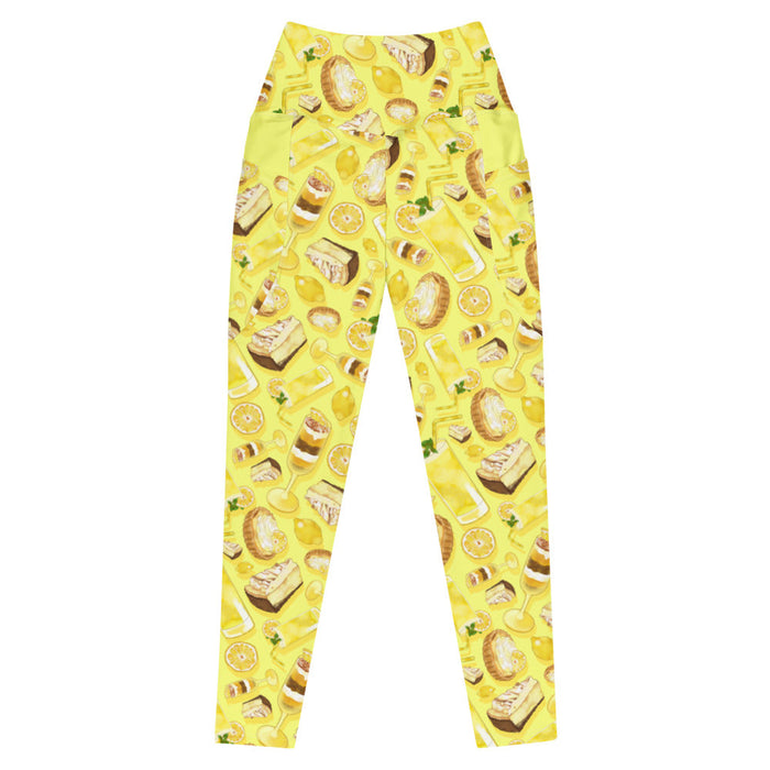 Lemon kawaii premium high-waisted leggings in yellow with lemon cheesecake and juicy lemon wheels