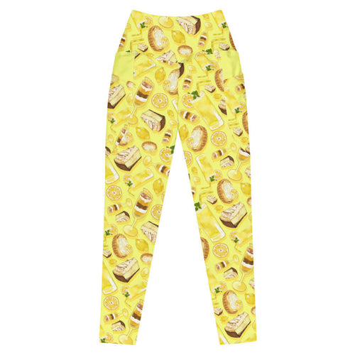 Lemon kawaii premium high-waisted leggings in yellow with lemon cheesecake and juicy lemon wheels