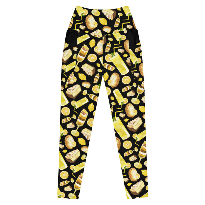 Lemon kawaii premium high-waisted leggings in yellow with torched meringue peaks and layered parfaits