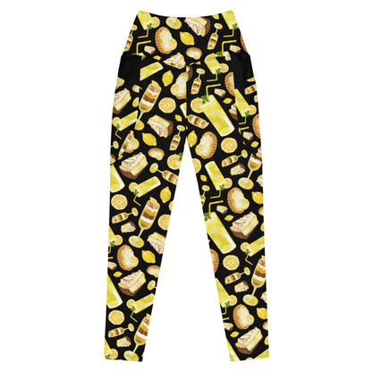 Lemon kawaii premium high-waisted leggings in yellow with torched meringue peaks and layered parfaits