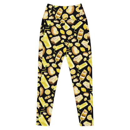 Lemon kawaii premium high-waisted leggings in yellow with juicy lemon slices and torched meringue peaks