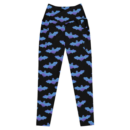 Lilith alternative leggings in blue with bats and crescent moons