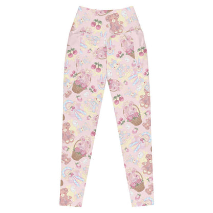 Sweet Teddy kawaii premium leggings in pastel with love letters and pastel hearts