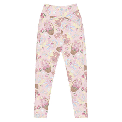 Sweet Teddy kawaii premium leggings in pastel with teddy bears and lace cameos
