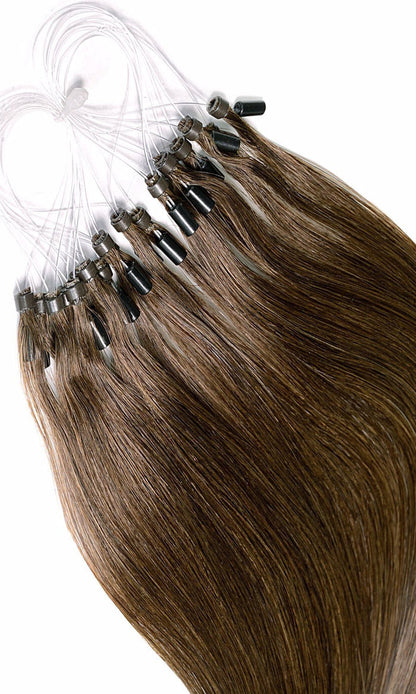 Real Human HaarverLengthrung Microring Extensions Light Natural Brown