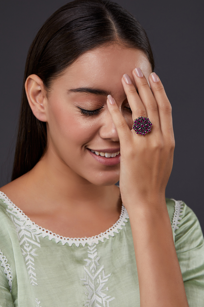 Pure Silver Dahila Ring
