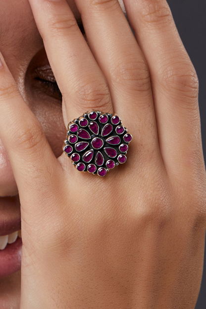 Pure Silver Dahila Ring