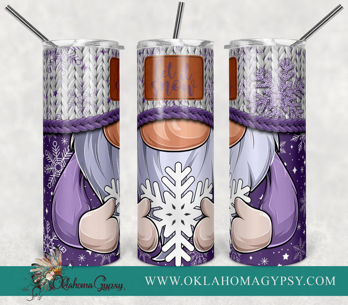 Purple Snowflake Let It Snow Gnome Digital File Wraps