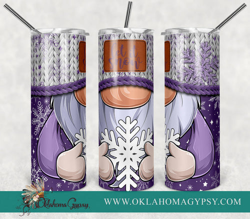 Purple Snowflake Let It Snow Gnome Digital File Wraps