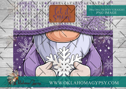 Purple Snowflake Let It Snow Gnome Digital File Wraps