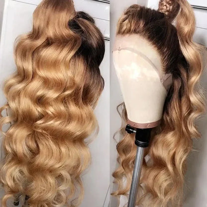 13x4 lace frontal qvr wigs, blending seamlessly with darker skin tones.