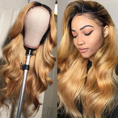 vibrant 1b/27 ombre human hair lace wigs, perfect for bold styles.