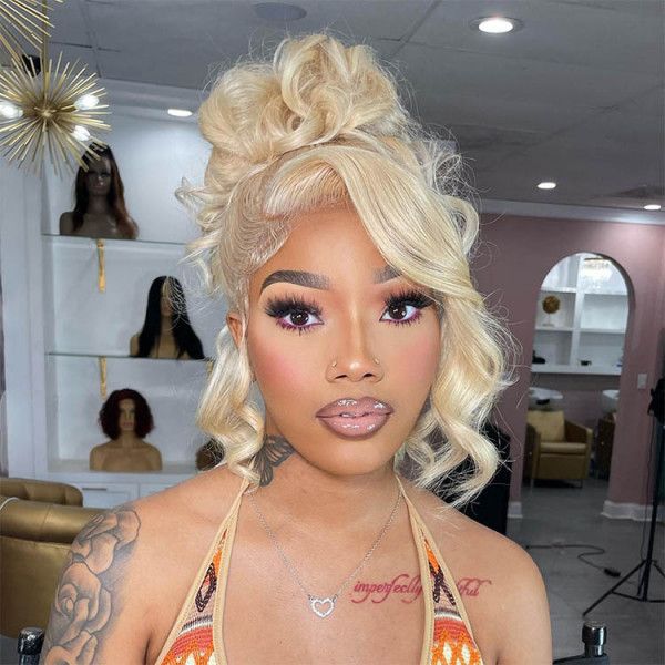 handmade 360 lace human hair wig for natural curls