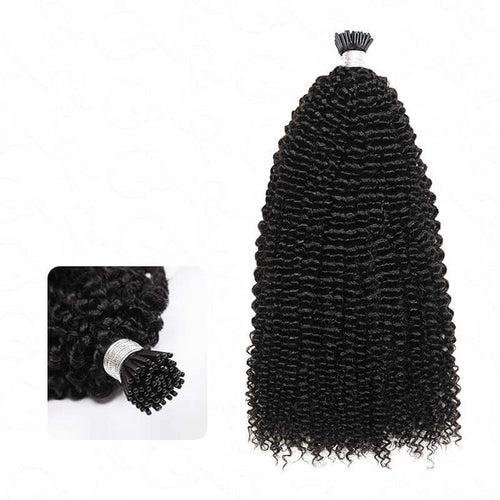 afro kinky curly i tip hair extensions natural black