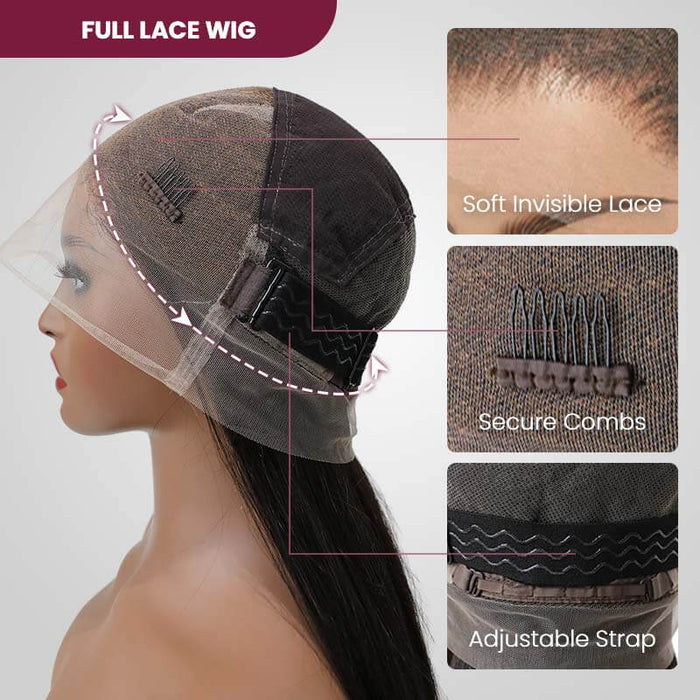 QVR Brazilian Jerry Curly Full Lace Wig Handmade Natural Black Human Hair Knotless Wigs