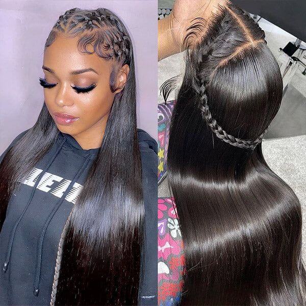 qvr human hair lace wigs handmade with brazilian straight hair