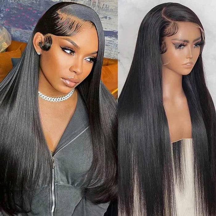 lightweight glueless wear and go wig with HD lace closure