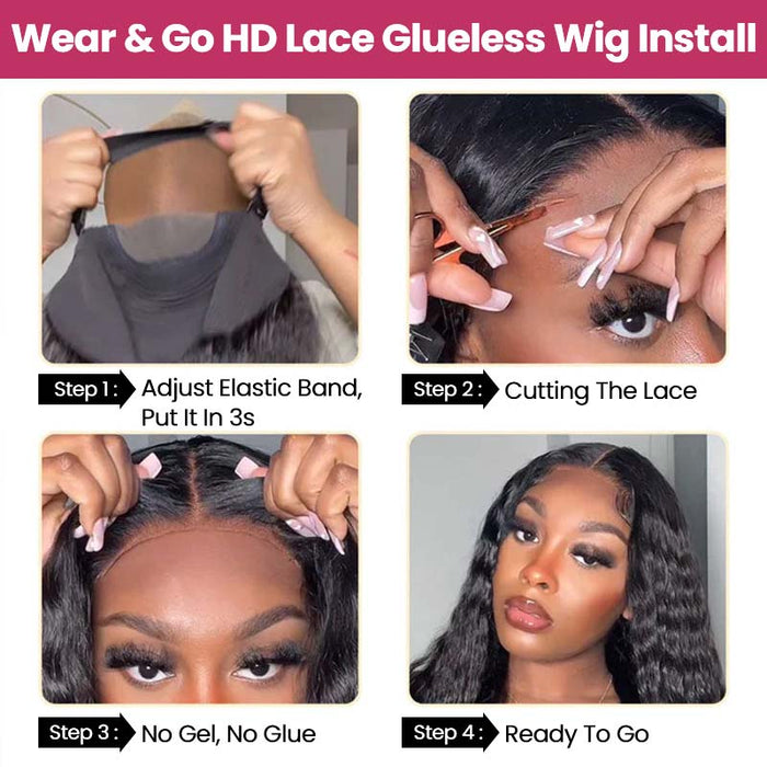 QVR Glueless Pre-cut 4x6 Lace Closure Human Hair Wigs Brown Color Body Wave Premium Wigs