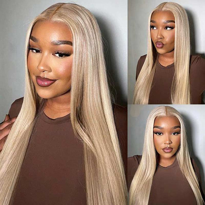 qvr wigs in #P10/613, blending straight and body wave for a chic look.